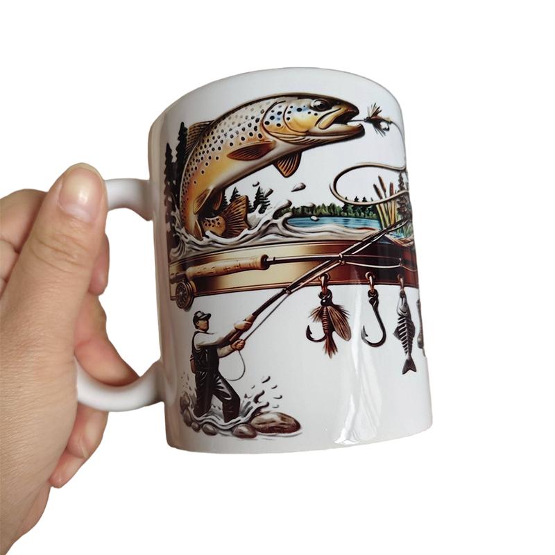 

Funny Hooked On Fishing Coffee Mug Gifts 11/15oz Ceramic Coffee Cups For Men Outdoor Camping Hiking Fishing Novelty Drinkware 11oz