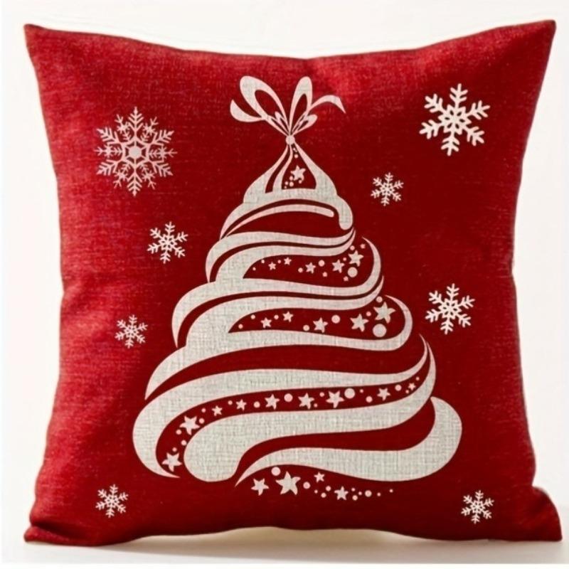 Christmas Pillow Cover Essential For Festival Decoration Christmas Tree Snowflake Pattern Sofa Bedroom Home Decoration