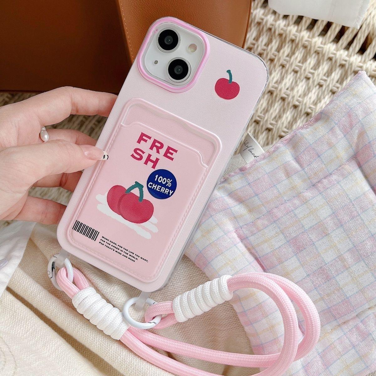 

Hanging Rope Card Bag, Mobile Phone Case, Cherries, Domestic Android, for Huawei, NOVA, for Honor 90, All Inclusive Airbag Anti Fall For Honor 100
