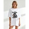 Oversized T Shirt Black Feral Cat Drinking Wine And Fancy Juice Graphic Print Casual Streetwear For Women