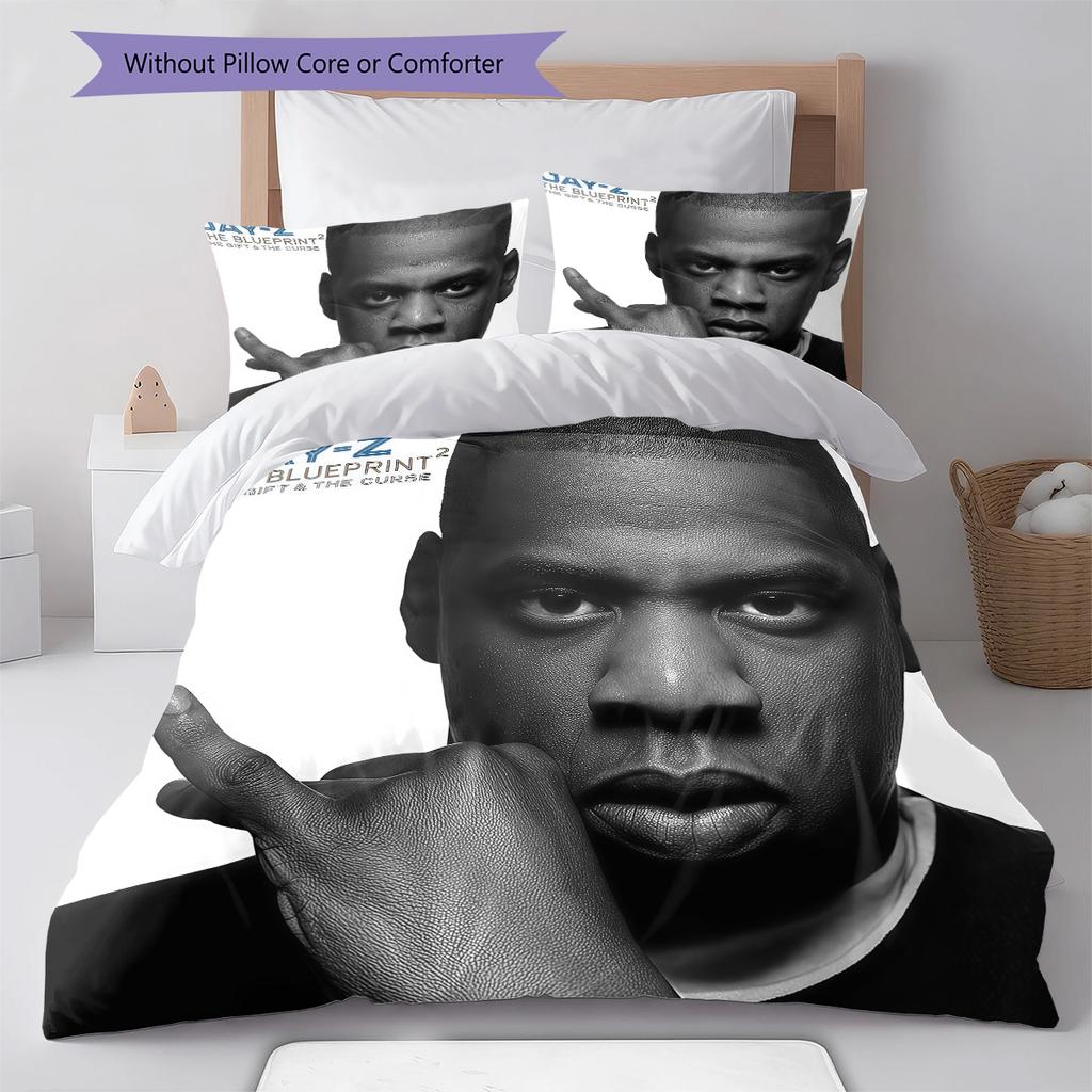 American rapper Pattern Bedding Quilt Set Quilt Cover Pillowcase Home Decoration Birthday Gift (1 * duvet cover + 2 * pillowcase, without core)