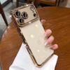 Luxury Bling Crystal Lens Film Phone Case for 11 12 13 14 15 16 17 ProMax Plus Air Clear Shockproof Silicone Bumper Cover