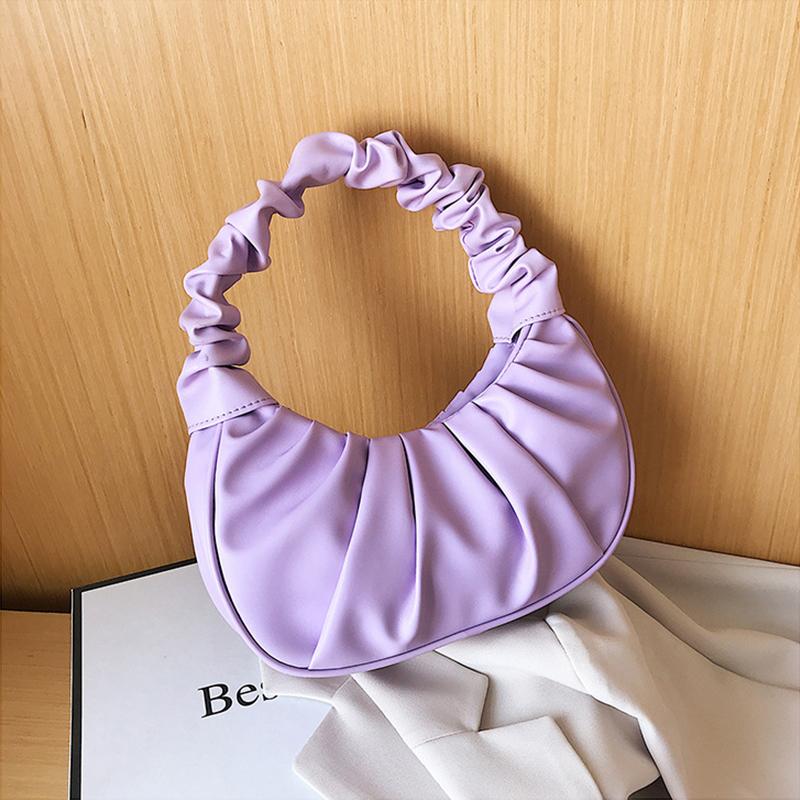 Launch Pleated Shoulder Bags for Women Leather Pu Handbag Cloud Shoulder Small Bag