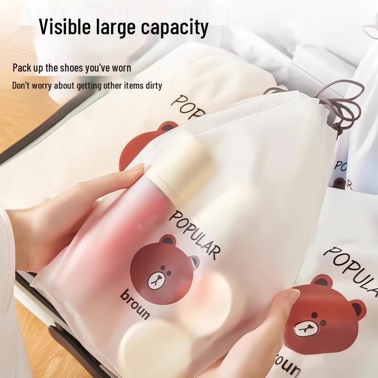 Little Bear Frosted Drawstring Shoe & Travel Storage Bag