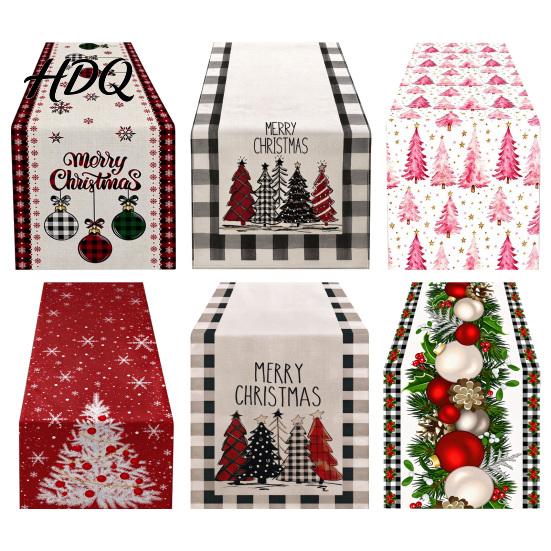 Soft Fabric Table Runner for Home Decor Christmas Runner Xmas Balls Tree Dining Decor Winter Holiday Farmhouse Snowflake Wedding Party Banquet