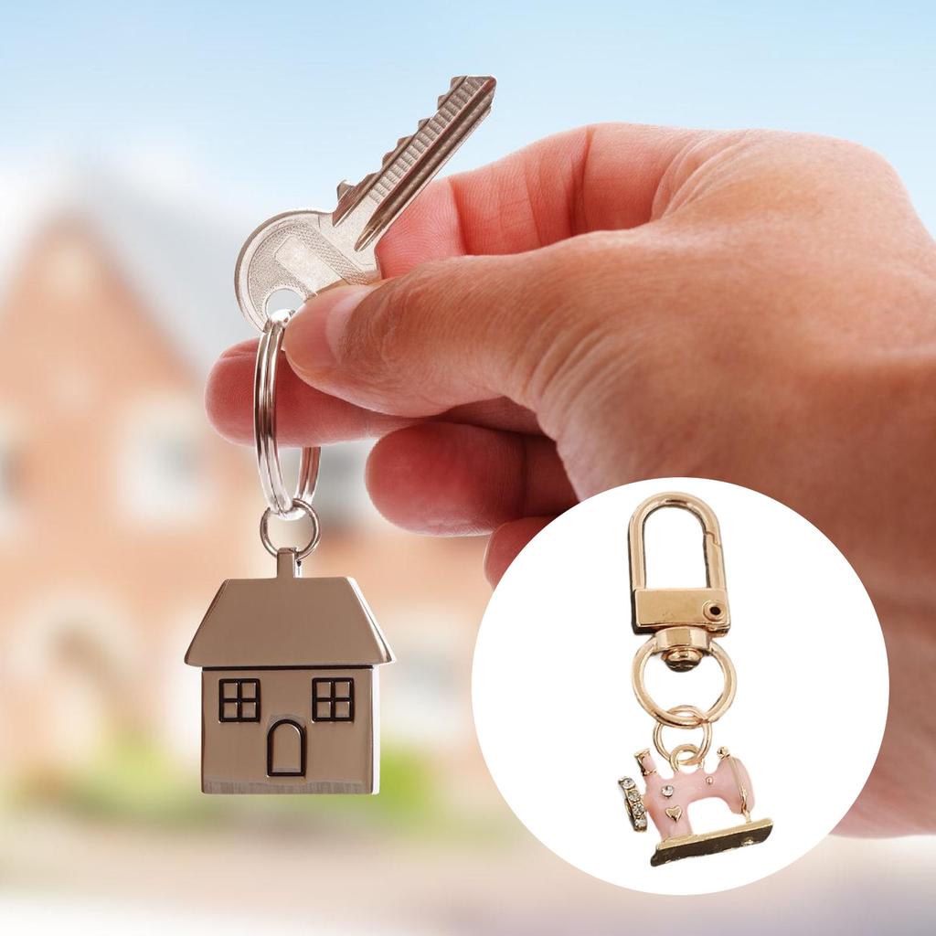 4Pcs Shiny Rhinestone Sewing Machine Keychain Vintage Alloy Jewelry Accessory Rustproof Gift For Birthday Christmas