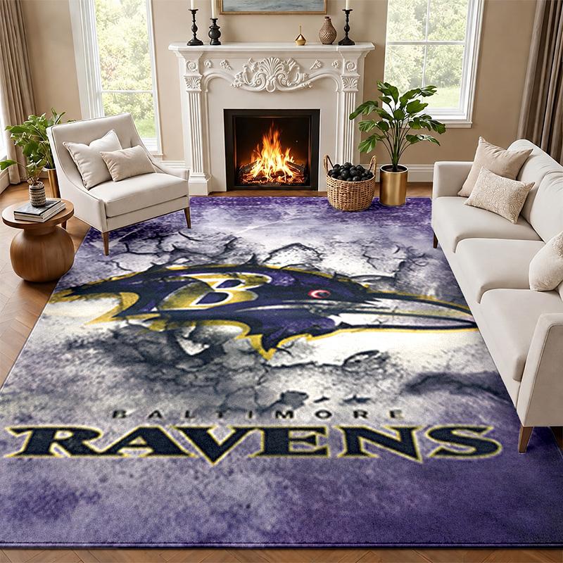Baltimore Ravens Carpet Door Mat for Living Room or Bedroom Protective Mat Under Chair Office Decoration Christmas Gift Birthday Present