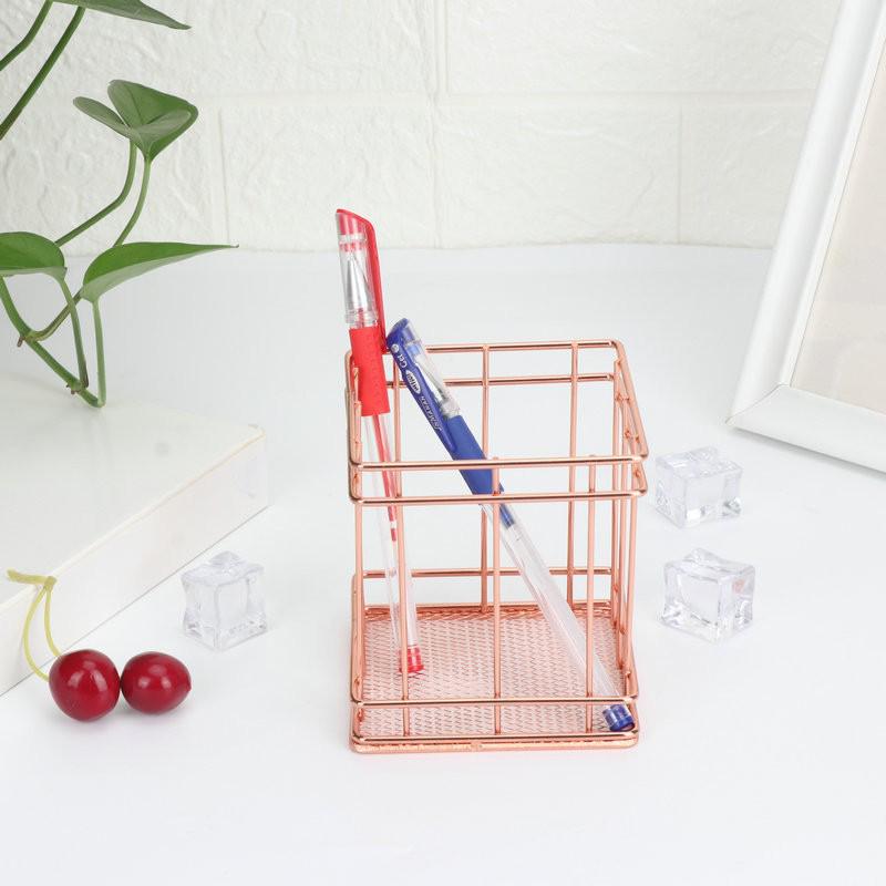 Nordic Gold Iron Art Pen & Makeup Brush Holder - Desktop Storage Tube