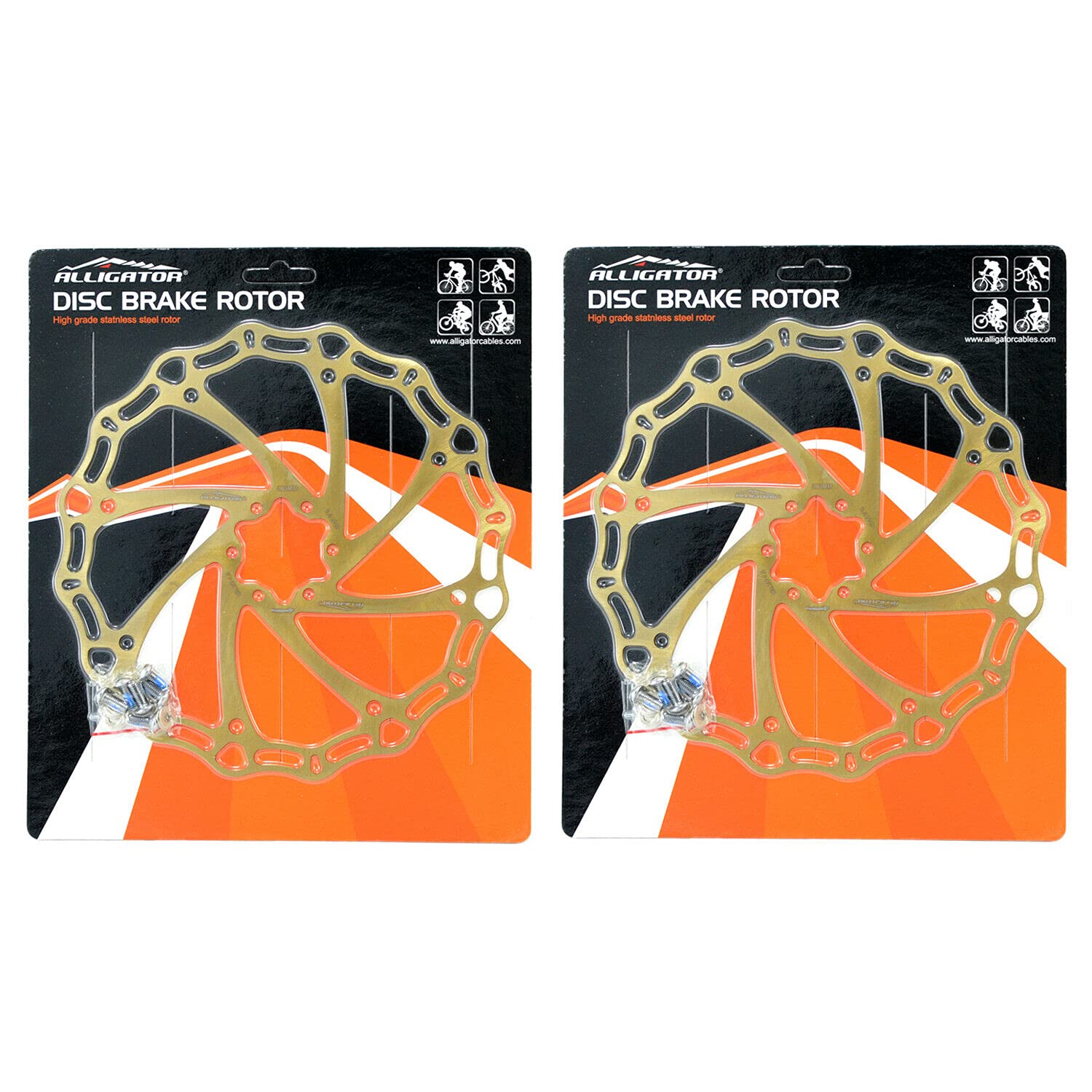 

ALLIGATOR Brake CROWN MTB Road Bike Disc Brake Rotor Ti AR2398 203mm, 2PCS, Gold,