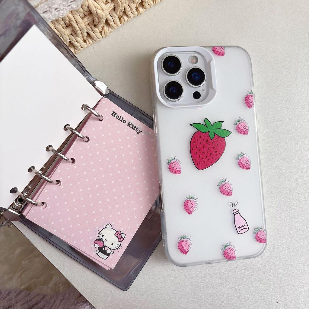 Strawberry iPhone Case: Compatible with Apple 16 Pro Max, iPhone 15, 14/13, and 17P, featuring a full-screen design.