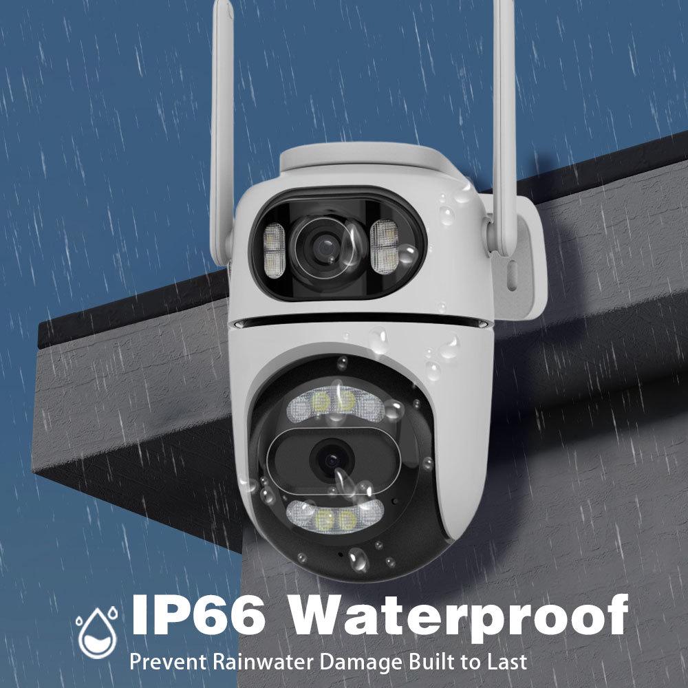 ICSee Dual-Lens 8MP HD Wireless Camera: 360° TPZ, Full Color, Waterproof for Indoor/Outdoor Use