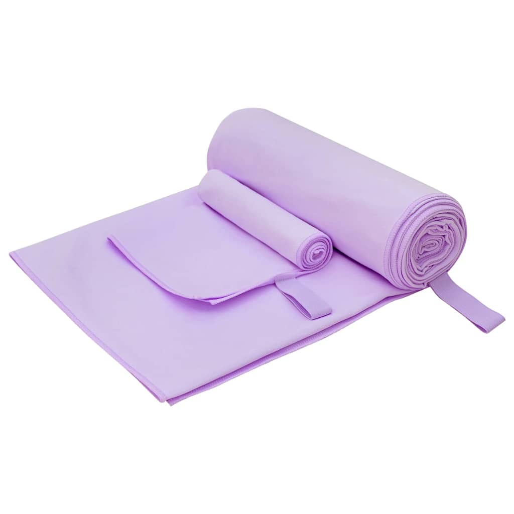 Sports Towel Set 2 pcs Purple Fabric