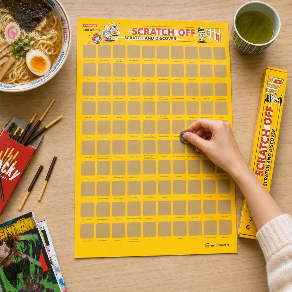Scratch Off 100 Anime - Plakat Zdrapka Z 100 Kultowymi Anime A2