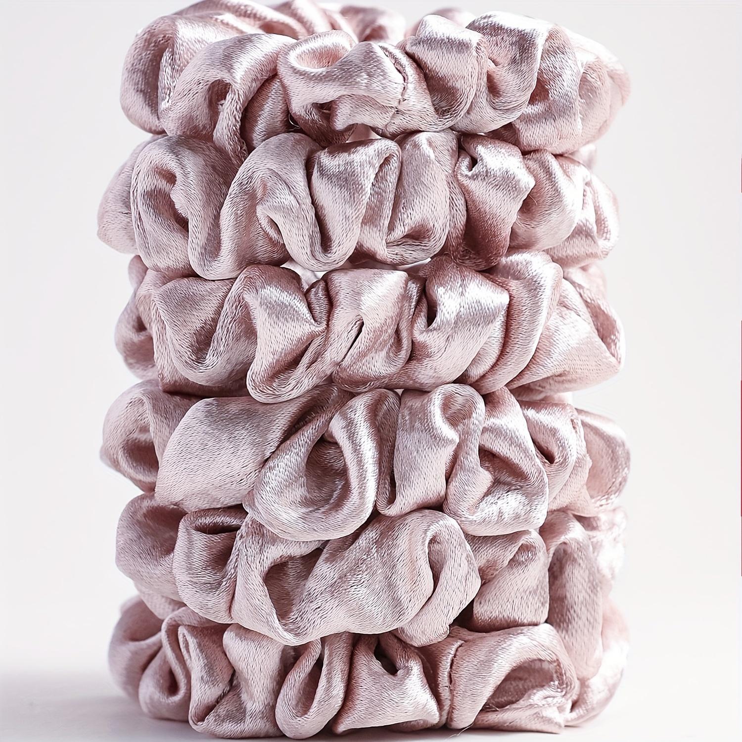 

Набор из 6 однотонных атласных скранчи - Мягкие и удобные резинки для волос для хвостика и аксессуары для волос