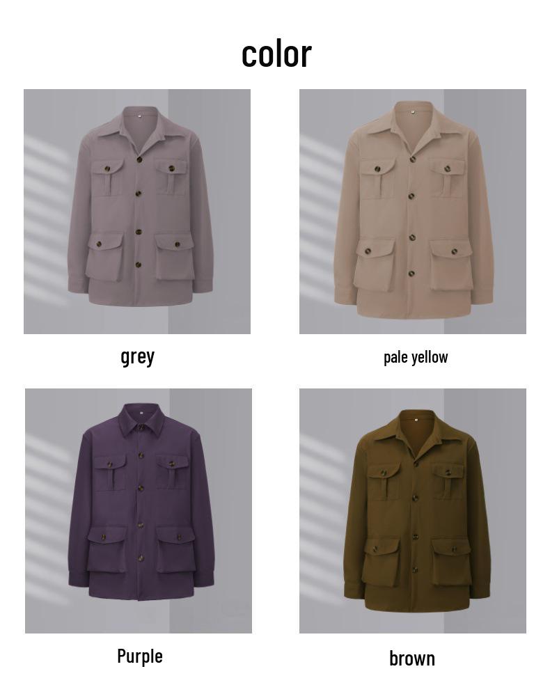 Męska Kurtka Robocza Myśliwska Retro Brytyjska na Wiosnę z Wieloma Kieszeniami