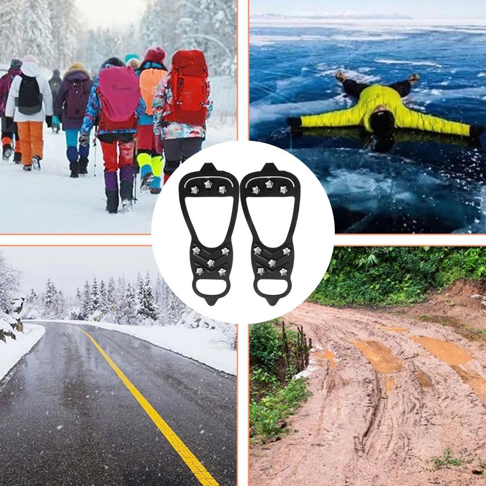5/8 Teeth Ice Gripper Spike for Outdoor Shoe Covers Winter Anti-Slip Hiking Mountain Climbing Equipment Camping Accessories