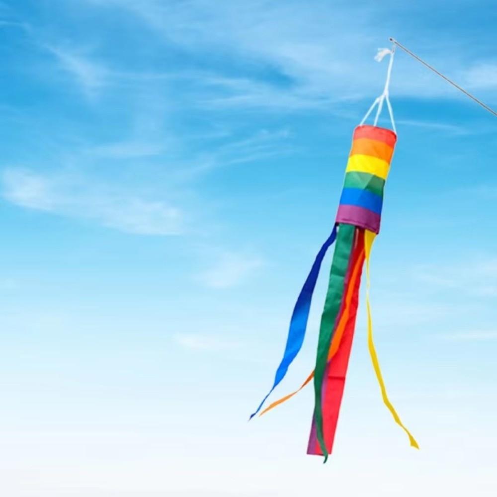 Colorful Rainbow Windsock Flag 100cm Courtyard Screen Printing Flag Party Celebrations Decor