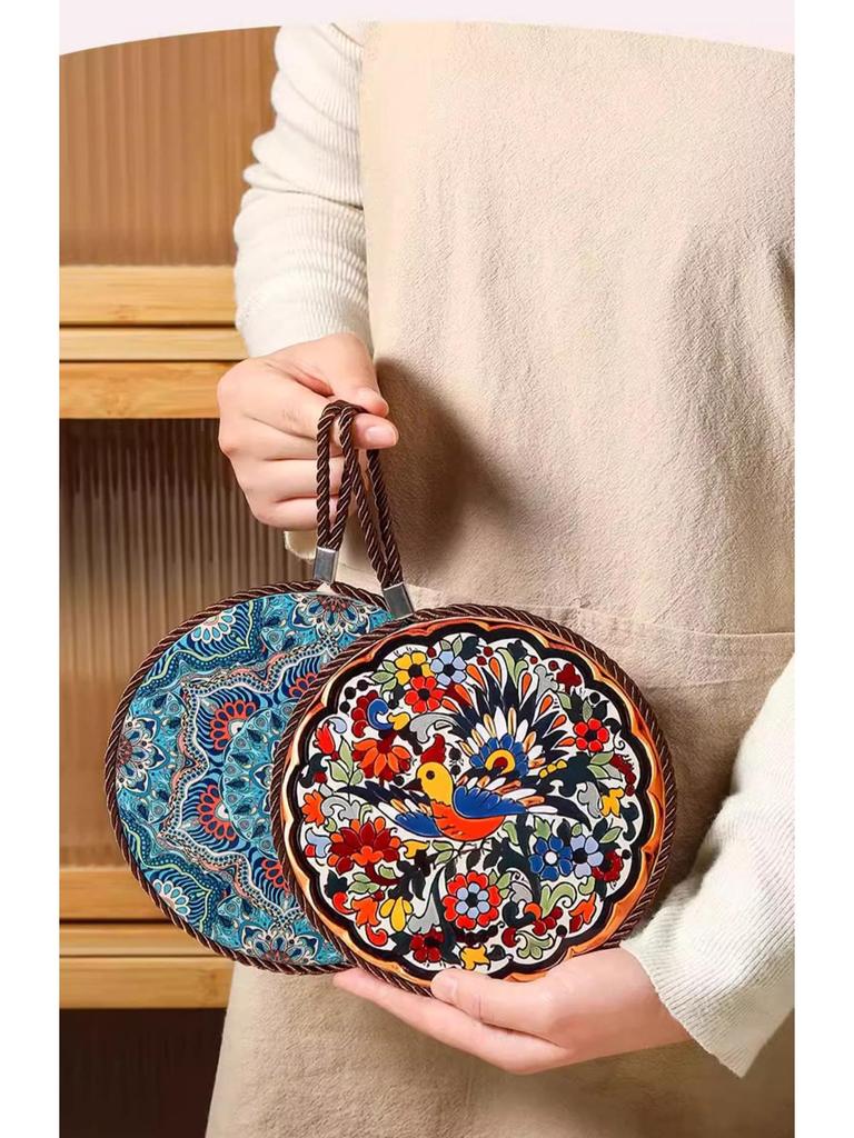 High Temperature Resistant Retro Enamel Pot Mat: Non-Slip, Anti-Scald Ceramic Pad for Dining Table