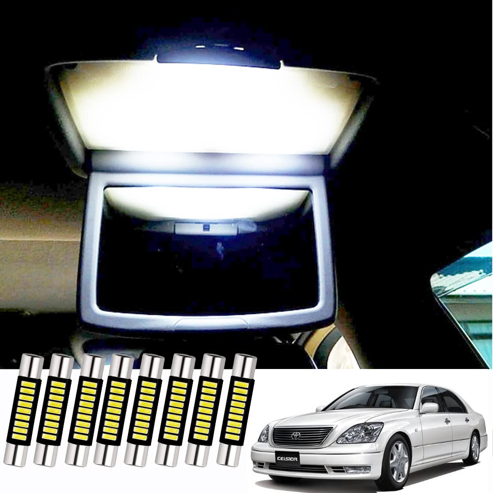 Compatible with Toyota Celsior model LED vanity lamps for front and rear 8 SMD visor interior LED LED custom car warranty included (late 30), seats,