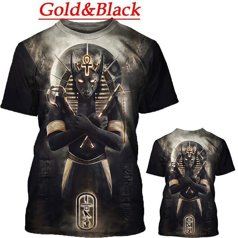 Ancient Egyptian Pharaoh 3D Digital Printed Pattern T-shirt Retro Style Men's Loose T-shirt
