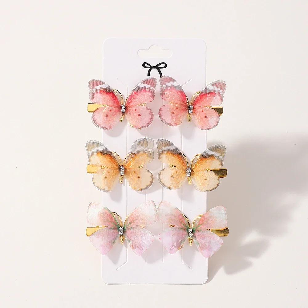 

6/10Pcs Colorful Butterfly Hairpins Girl Hair Clip Barrettes Women Sweet Hair Ornament Rainbow Headwear Fashion Hair Accessories