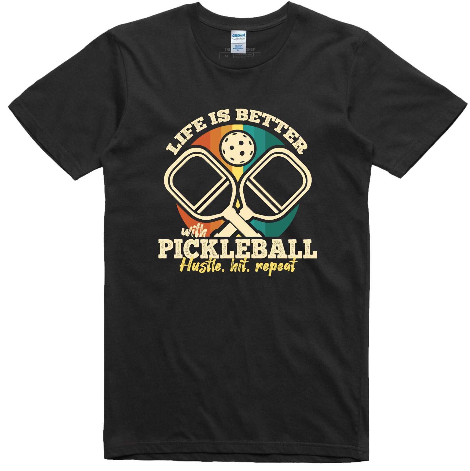 Mens Funny T-Shirt Pickleball Logo Regular Fit 100% Cotton Tee S разноцветный