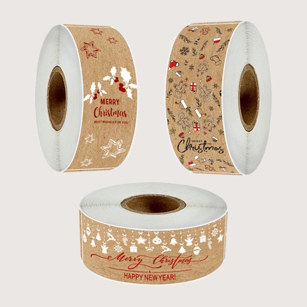 Supplies Package Decoration Xmas Sealing Label Kraft Paper Wrapping Decals Merry Christmas Stickers