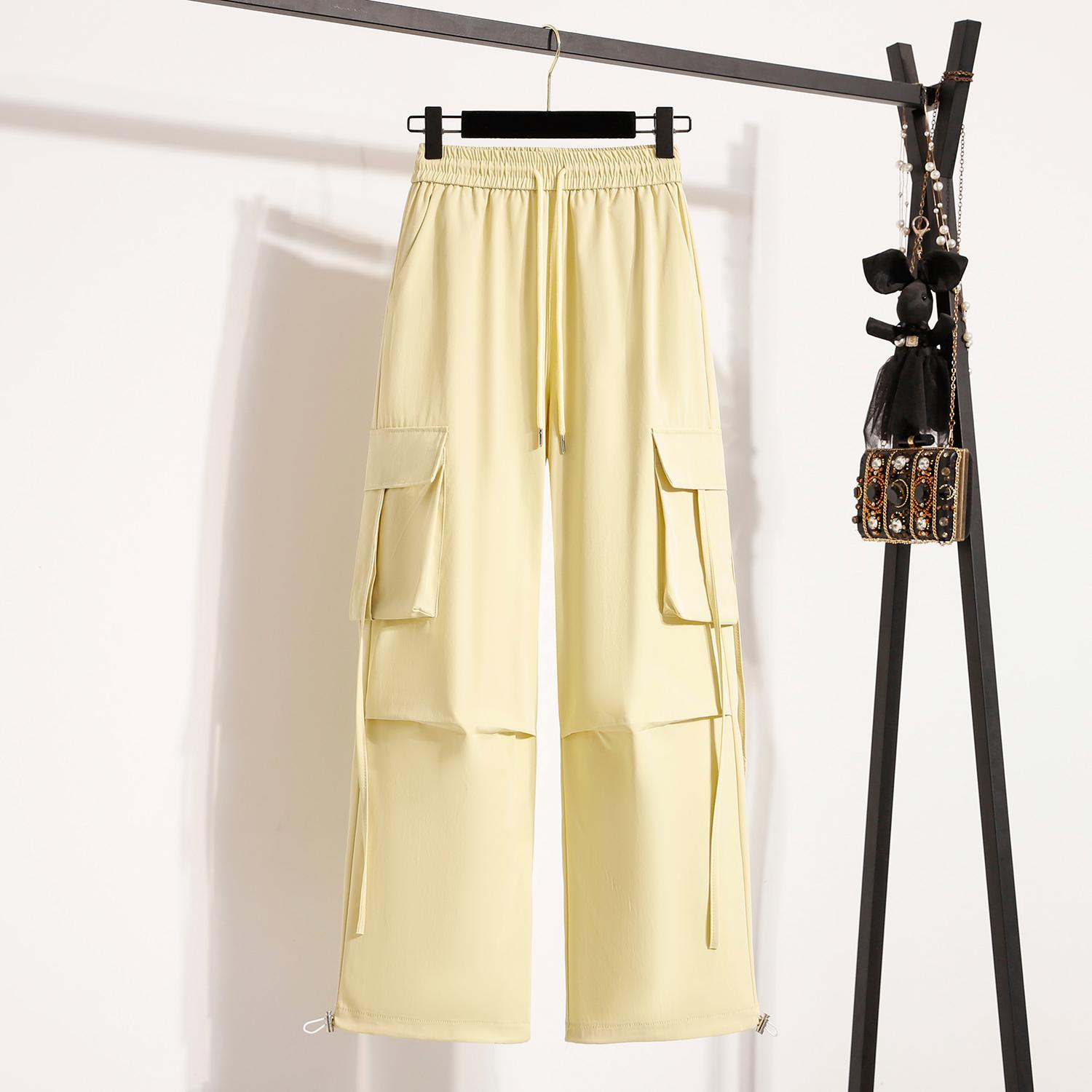 

DIMANAF Plus Size Summer Long Pants Women Solid Harem Elastic Waist Casual Loose Vintage Loose Pants New Harem pants 2XL