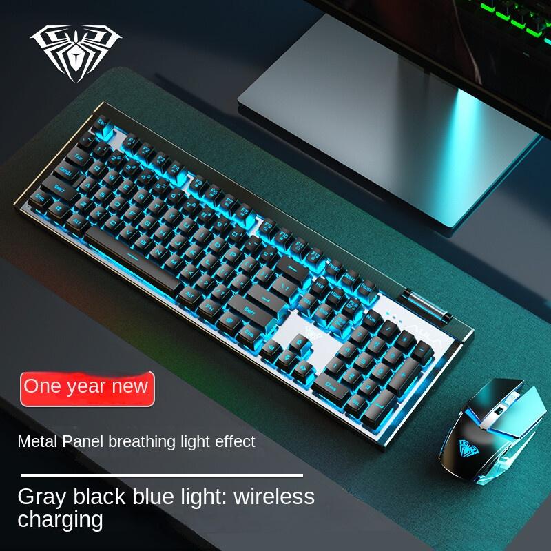 

Tarantula T610 перезаряжаемый ноутбук, настольный офисный домашний игровой игровой набор беспроводной клавиатуры и мыши Blue light black