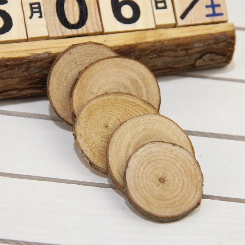 40Pcs 4-6cm Unfinished Predrilled Natural Wood Slices Circles for DIY Craft Woodburning Christmas Rustic Wedding Ornaments