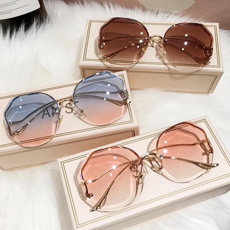2024 Ocean Lense SunGlasses Borderless Trimmed Fashionable Sunglasses Women UV Protection Irregular Round Oversized Sunglasses