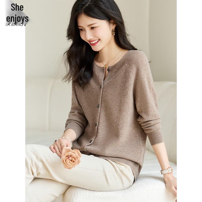 Women's 100% Pure Wool Round Neck Cardigan