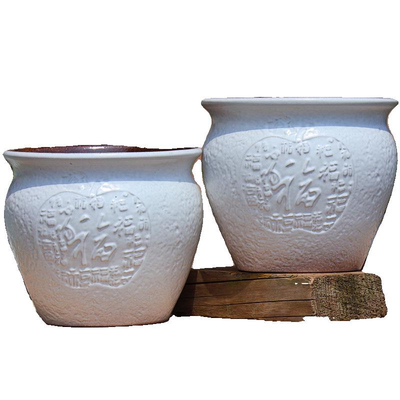 Handgefertigter weißer Grobkeramik-Blumentopf im europäischen Stil für Grünpflanzen, Rosen, Hortensien und Sukkulenten