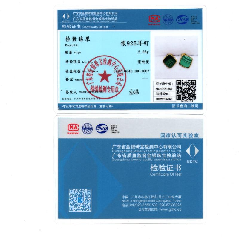 925 Sterling Silver Women Geometric Gold Plated Stud Earrings Malachite  Natural Stones  Elegant Jewelry Bijoux Wholesale