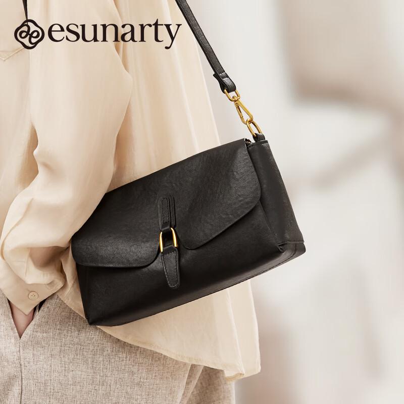 ESUNARTY 2026 Women s Genuine Leather Crossbody Bag чёрный