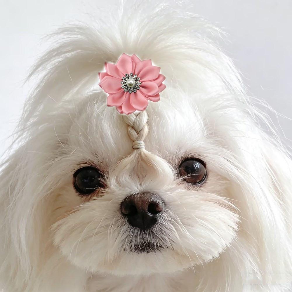 50/100pcs Flowers Dog Bows Small Dogs Hair Bows Fashion Pet Hair Accessories Pet Dog Grooming Bows Pearl Style Dogs Hair Bow