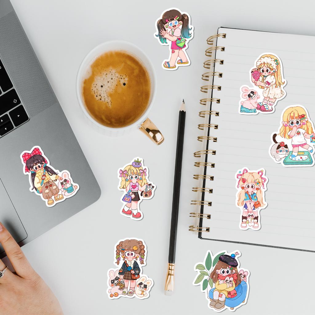 50 Cartoon Girl Outfit Series Graffiti Stickers Water Cup Mobile Phone Computer Skateboard Waterproof Decorative Stickers