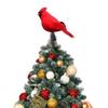 Red Feathered Cardinal Red Bird Feathered Treetop with Metal Spring Base Christmas Peacock Tree Topper for Wedding Party Decor