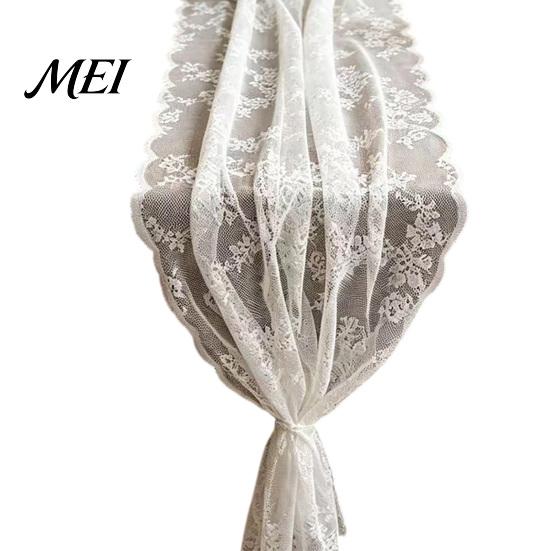 White Lace Table Runner French Runner, Black & Vintage for Coffee Retro European Style Table, Shoe Cabinet, Dining Long Rectangular Decorative
