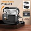 For AirPods Pro Case Foldable Stand Electroplated Litchi Texture TPU PC Earbuds Cover with Switch / Carabiner