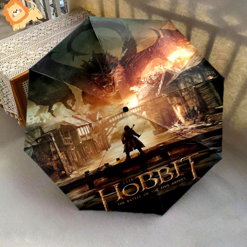 Smaug'S Fiery Wrath Folding Umbrella Suitable For All Seasons Suitable For All Seasons Three Folds Umbrella Printing
