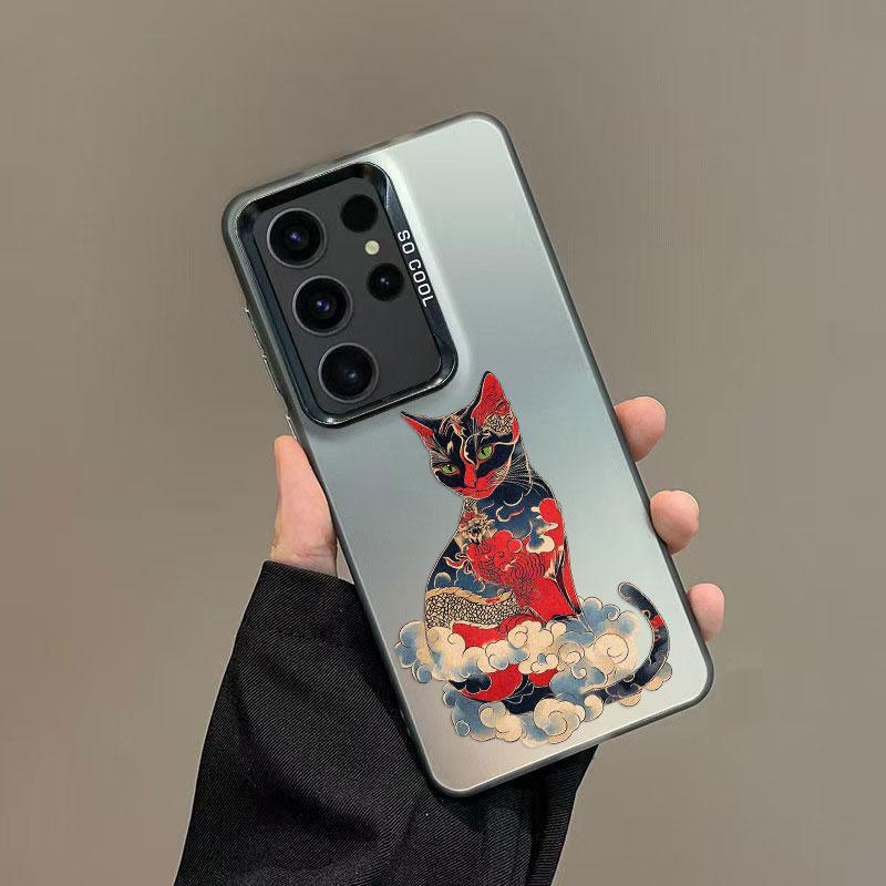 Colorful Japan Cat Design Phone Case For Samsung Galaxy S24 S23 S21 FE S25 S24 S23 S22 Ultra Plus Shockproof Laser Back Covers