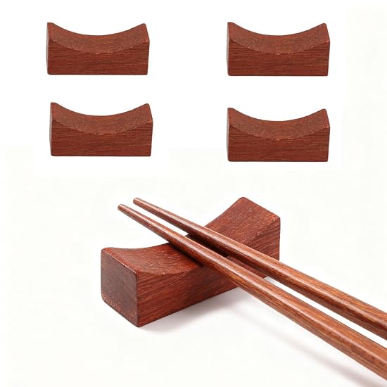 Wooden Chopstick Rest Set of 10, Natural Wood Japanese-Style Chopstick Pillow/Holder, Spoon Rest, Fo