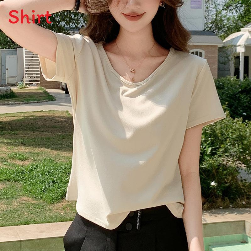 Casual Summer T Shirt For Women With V Neck And Snowflake Cotton Material