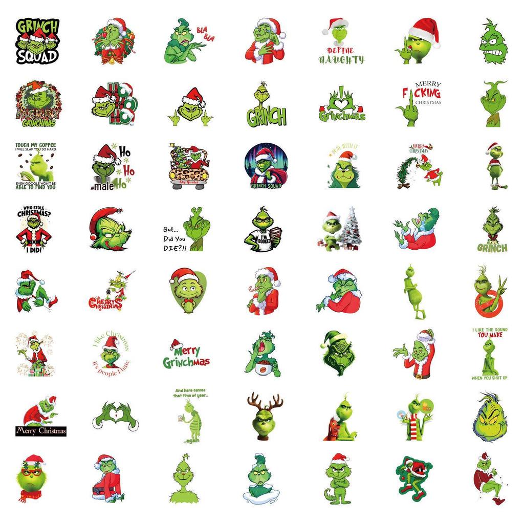 55 Cross-Border Grinch Christmas Graffiti Stickers for DIY Suitcases & Waterproof Phone Decoration