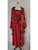 Medieval Retro Hooded Lace Bell Sleeve Swing Dress with Square Neck & Spaghetti Straps
