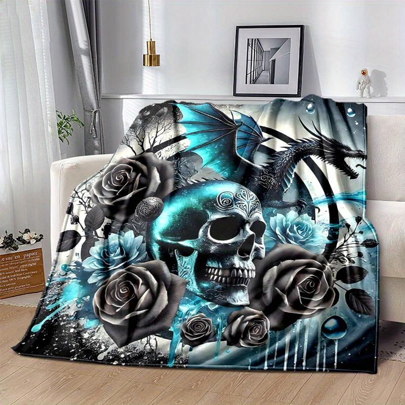 1pc Blue Dragon's Whisper Theme Blanket  Soft Throw for Home Decor, Perfect Gift, Suitable for All Seasons