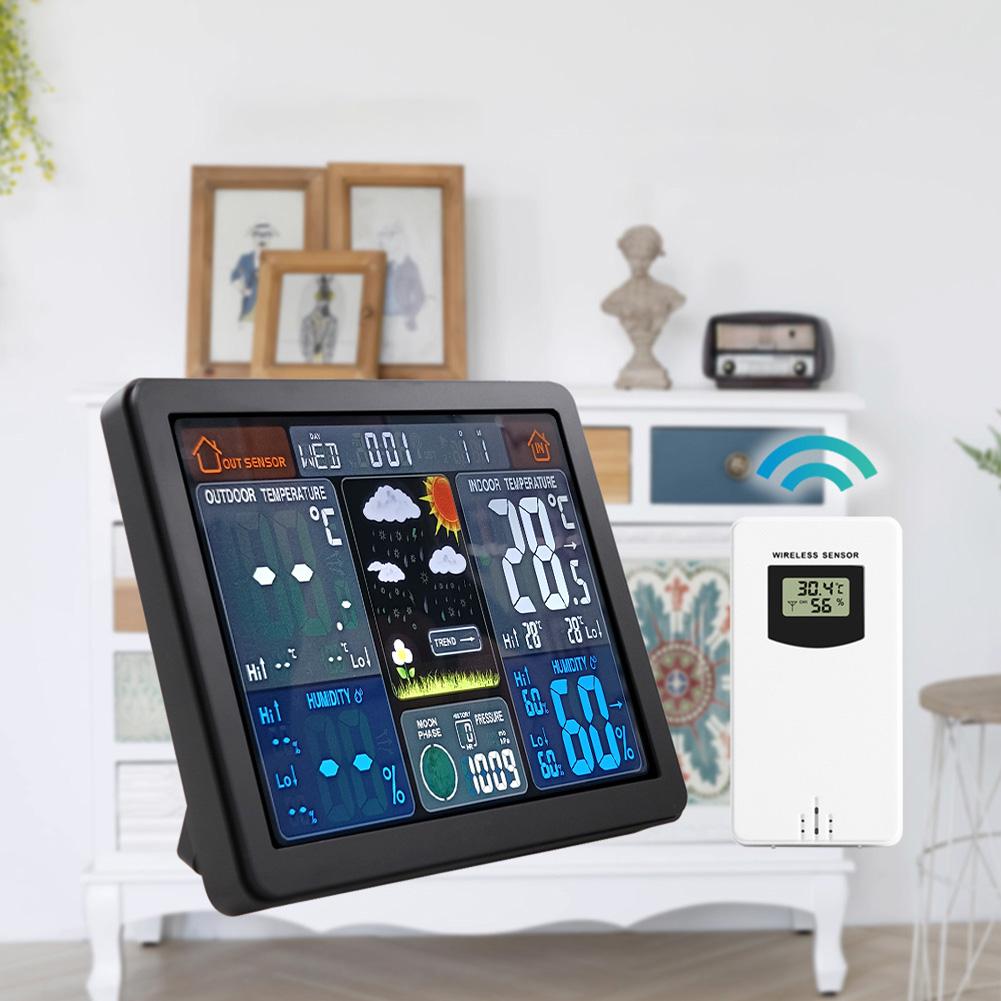 Weather Station Alarm Clock Wireless Thermometer Digital Alarm Clock with Outdoor Sensor Temperature/Humidity for Bedroom Office