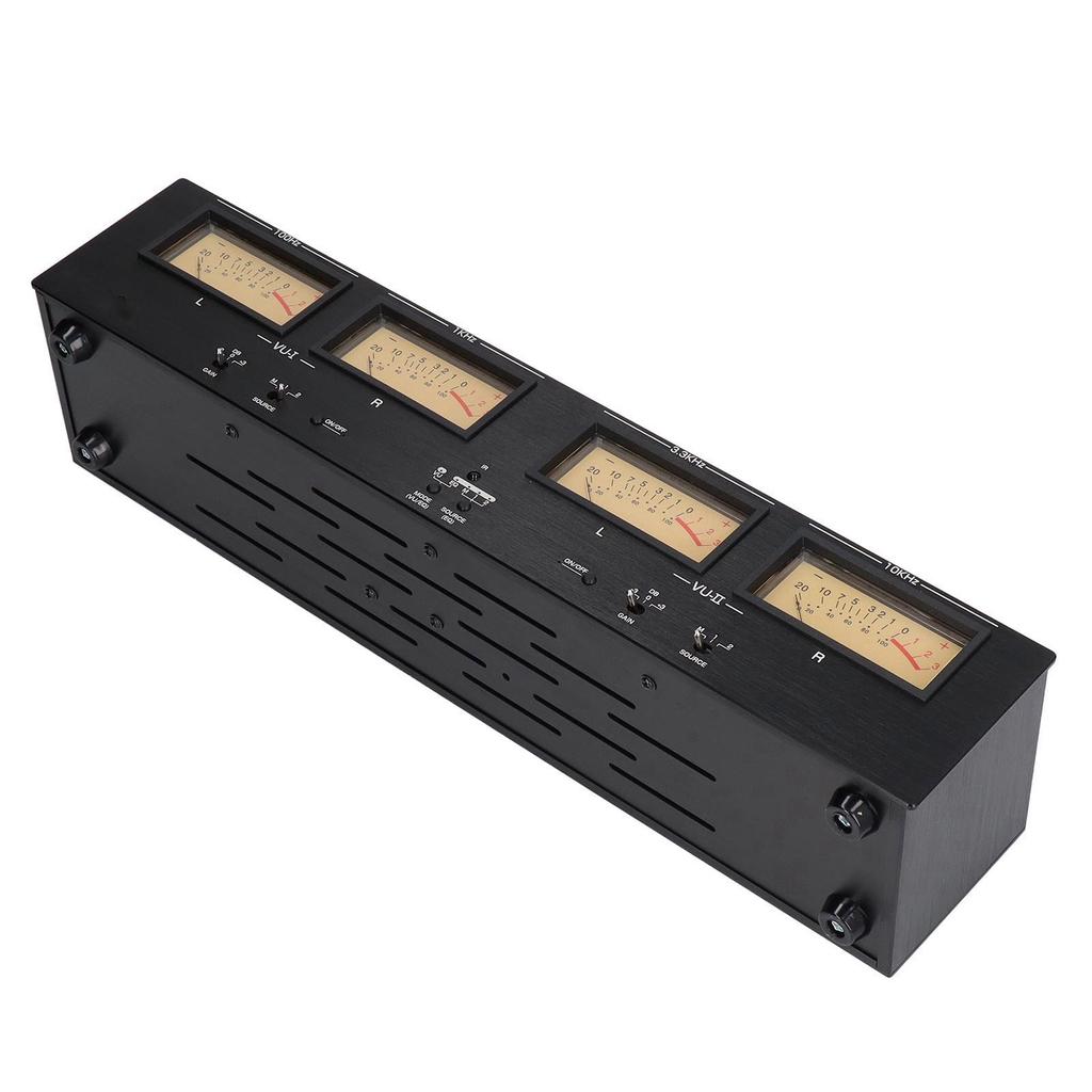 4 Way VU Meter 3 Level Adjustable Gain RCA XLR Switcher Adapter Sound Level Indicator 100?240V UK