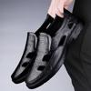 Fashion 2024 Summer Fashion New Breathable Leather Sandals Brand Men's Comfortable Hollow Sandals Outdoor Men's Anti-skid Wading Shoes
